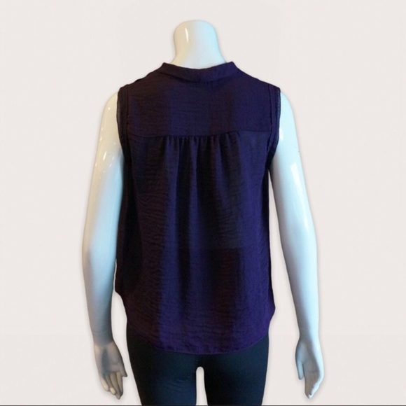 REBECCA TAYLOR | Designer Women’s Tank Top Crinkle Flowy Dark Purple 6 - Picture 2 of 4